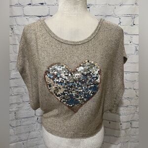 Lovemarks Sequin Heart Short Sweater Size Small